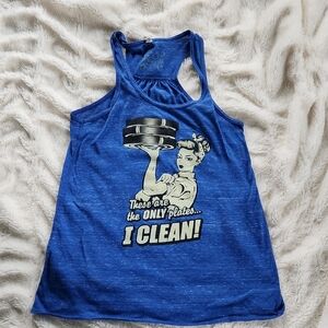 Crossfit Size Medium Blue Graphic Tank Top